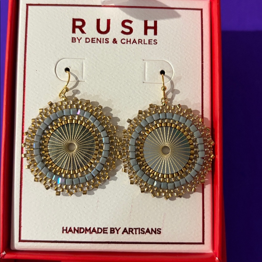 Rush by Denis & Charles Gold and Blue Earrings